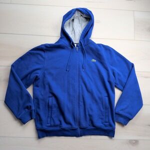 Lacoste Sport Tennis Fleece Zip Up Hoodie Mens XL FR 6 Blue Sweatshirt SH7609
